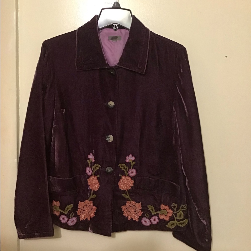 J.Jill velour with embroidery jacket Sz 6